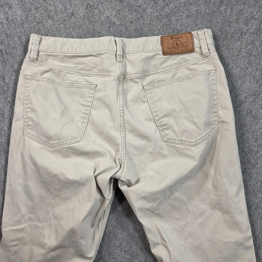 Polo Ralph Lauren Varick Pants Mens 34x32 Tan Khaki Slim Straight Stretch Chino